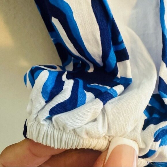 ZARA Blue White Printed Blouse Top Women’s Size Small | Lightweight Chic - Picture 12 of 14